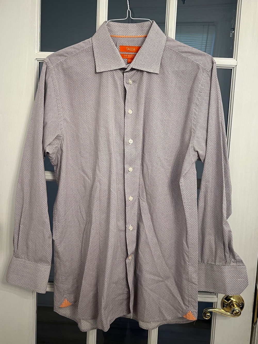 TALLIA Men’s Micro Geo Print Mason Fit Long Sleeve Button Down Shirt Size 34/35